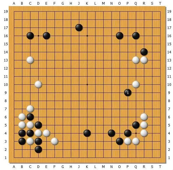 图2,在之前的观点看来白对手围4路是非常不好的棋,但是AlphaGo认为即便被白棋围4路,黑棋全局的平衡掌控的也非常好。